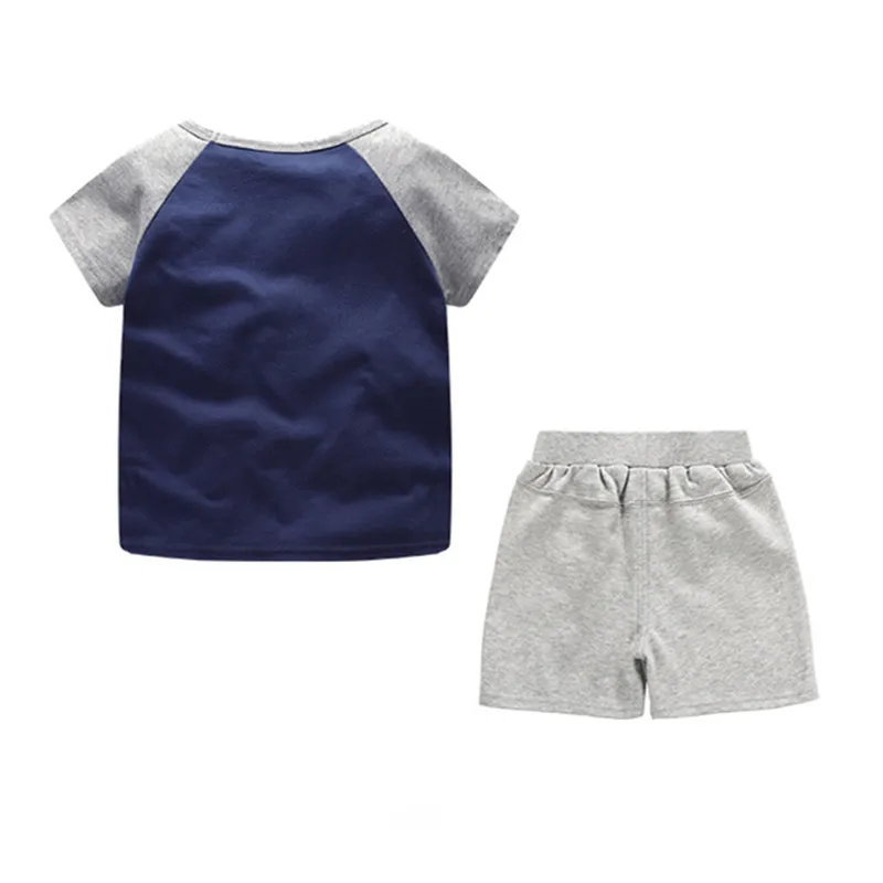 mimiwinga summer new boys casual cotton comfort printing letter mail short-sleeved shorts two-piece suit |