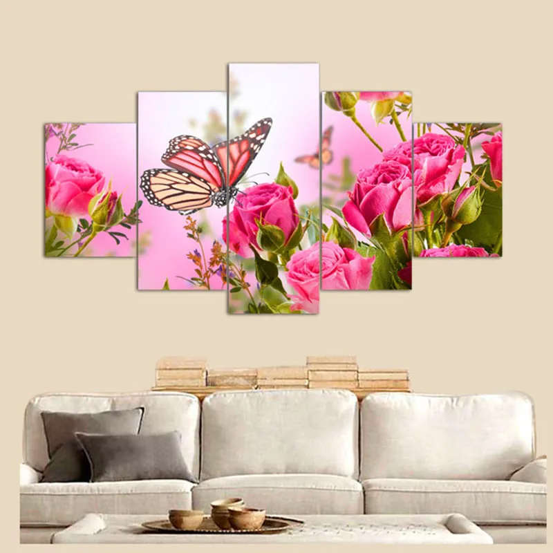 5 шт. Картина на холсте Бабочка животные картина без рамки Настенная украшение
