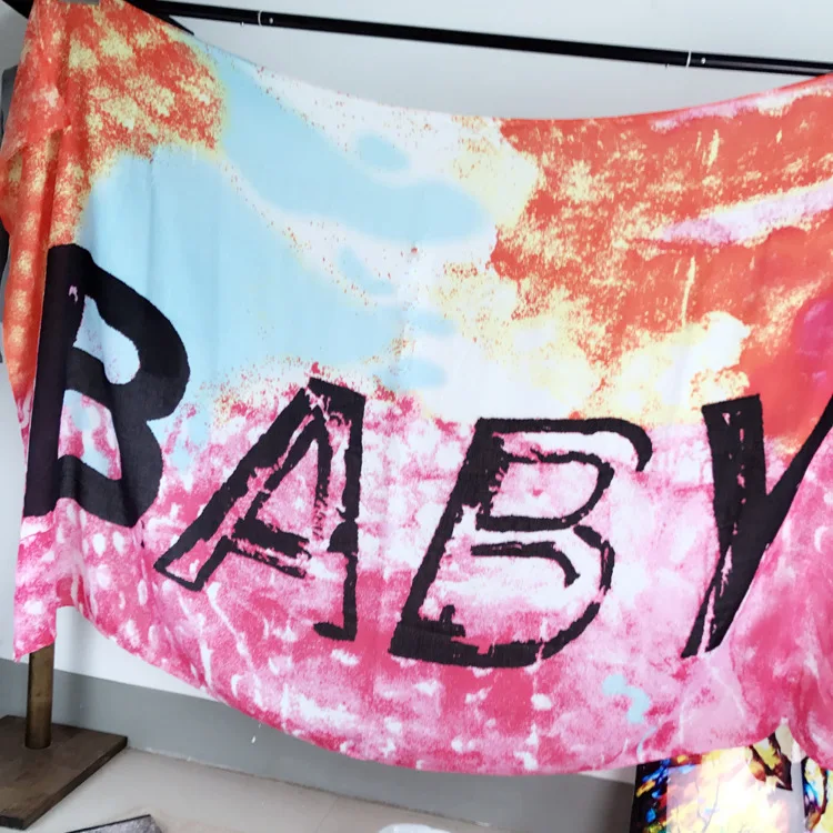 Негабаритная детская набивная саржа с буквами хлопковая шаль бахромой роскошный