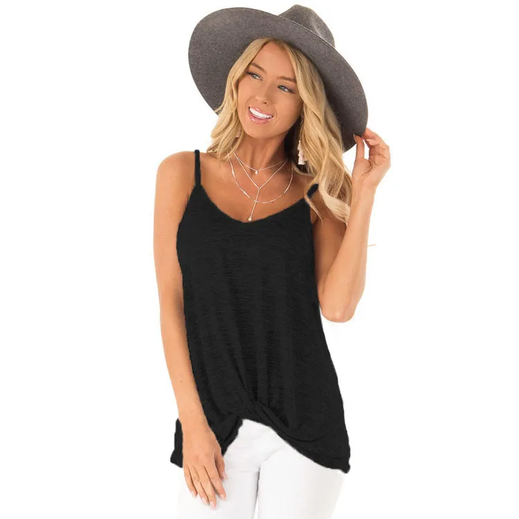 Для женщин топы на бретельках 2019 Летняя мода V образным вырезом Повседневное