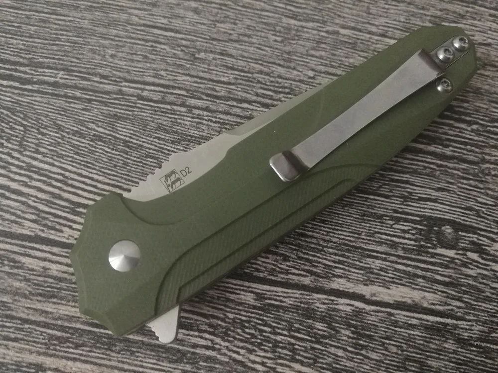 Johnnyjamie бренд Presidio C818GP карман Ножи черный G10 ручка D2 Нержавеющая сталь лезвие шариковый подшипник армейский Ножи s для повседневного использования, для кемпинга
