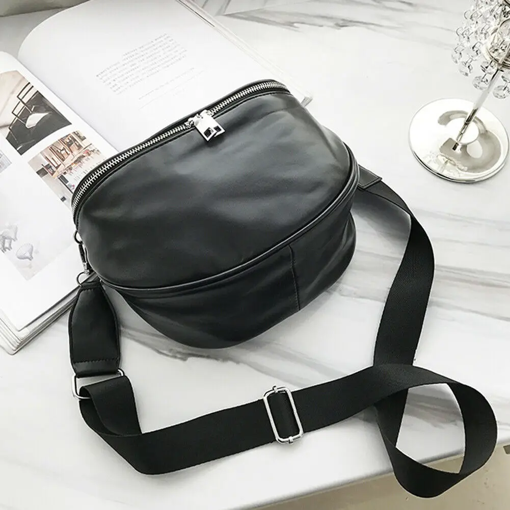 

Women Synthetic Leather Shoulder Bag Fashion Ladies Black Waist Bag Messenger Satchel Tote Bag Travel Money Purse