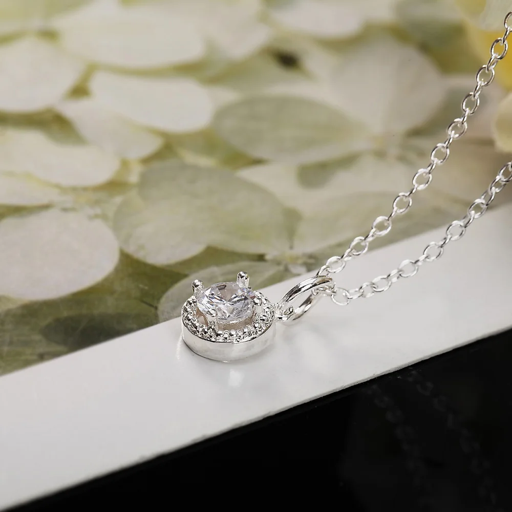 LN022 NEW silver color necklace jewelry women wedding fashion Cross CZ crystal Zircon stone pendant Christmas giftb | Украшения и