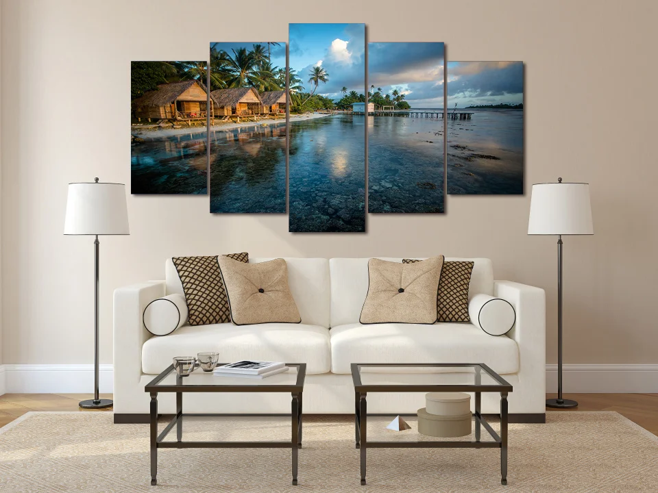 HD Printed Beach house 5 pieces Group Painting room decor print poster picture canvas unframed | Дом и сад