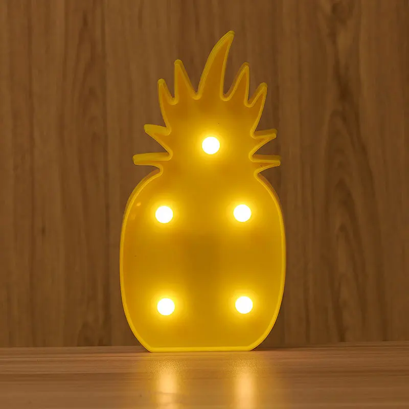 Pineapple Светодиодный ночник с единорогом, фламинго, домашнее украшение на вечеринку для будущей матери, свадебную вечеринку, настольная лампа 3D со звездой, сердцем, ананасом, рождественским деревом, В - Цвет: Pineapple