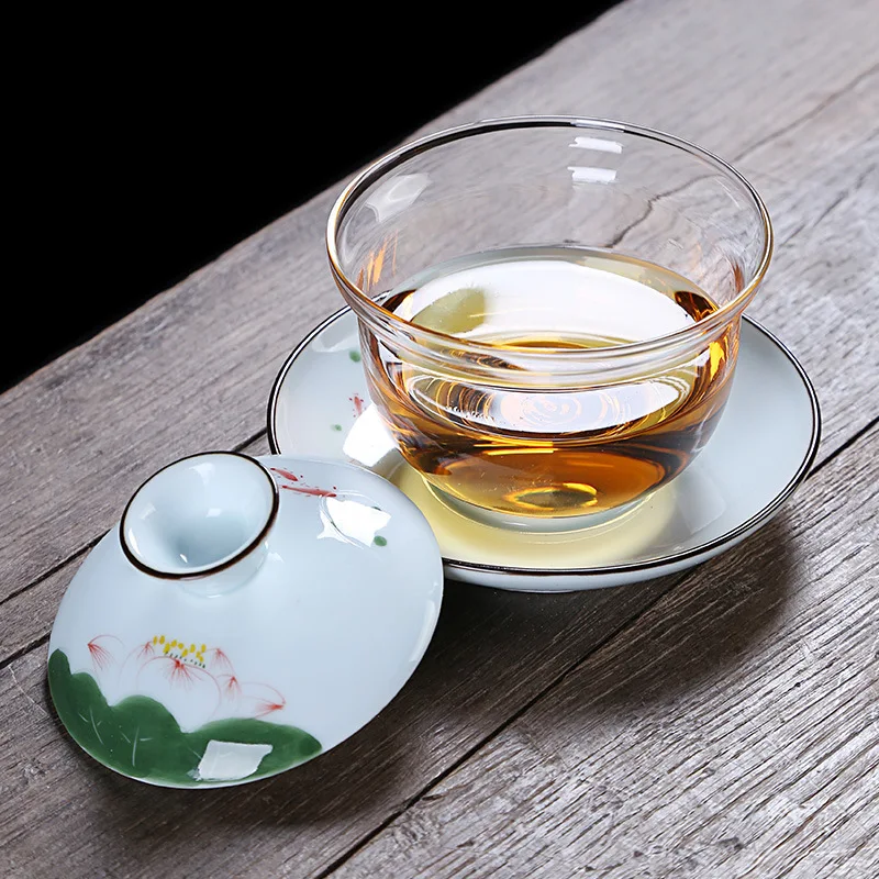 Китайские традиции Gaiwan керамическая фарфоровая чайная чаша с крышкой набор