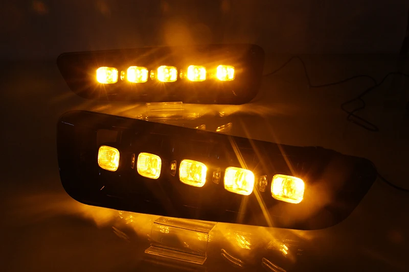 Автомобильные мигающие 2 шт. DRL светодиодный дневные ходовые огни для Ford Raptor SVT F150 с сигналом поворота желтые противотуманные фары