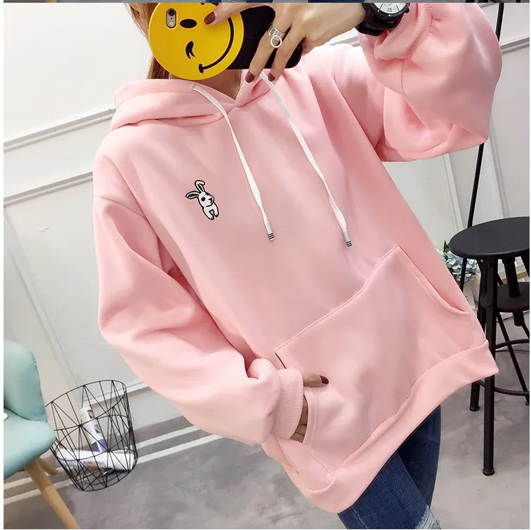 Женские зимние толстовки с капюшоном и заячьими ушками повседневные пуловеры