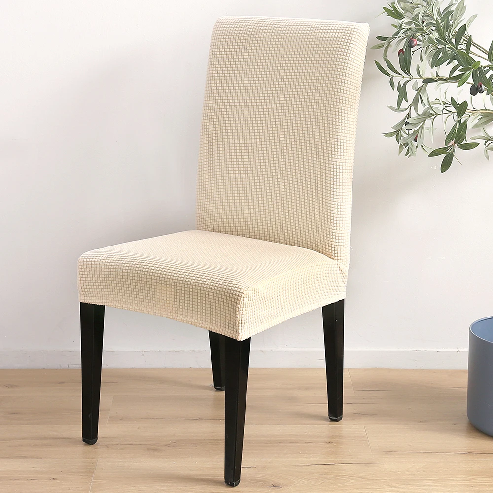 Одноцветные плотные тянущиеся спандекс съемные чехлы на стулья для столовой