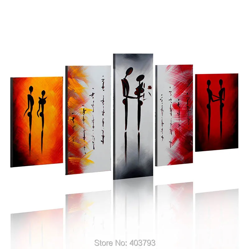 5 панелей 100% ручная роспись масляные картины парные люди влюбленные современные