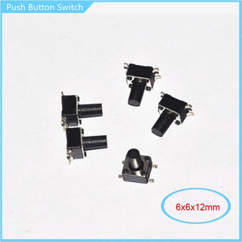 Тактильный кнопочный переключатель SMD 6*6*12 мм 4P 100 шт.|switch pin|switch mechanicalswitch on your electric