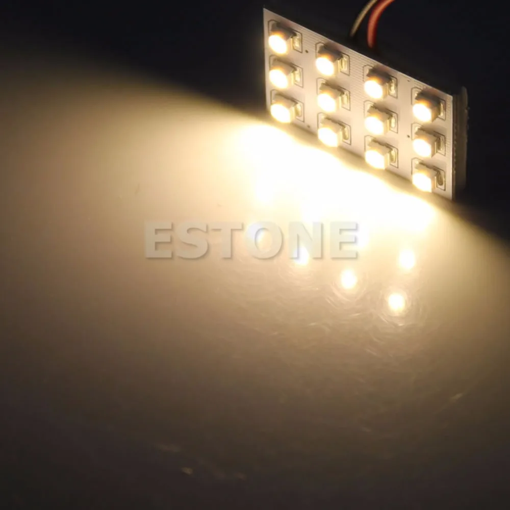 2020 новая 12 LED 3528 SMD теплая белая лампа для салона автомобиля купольная дверь