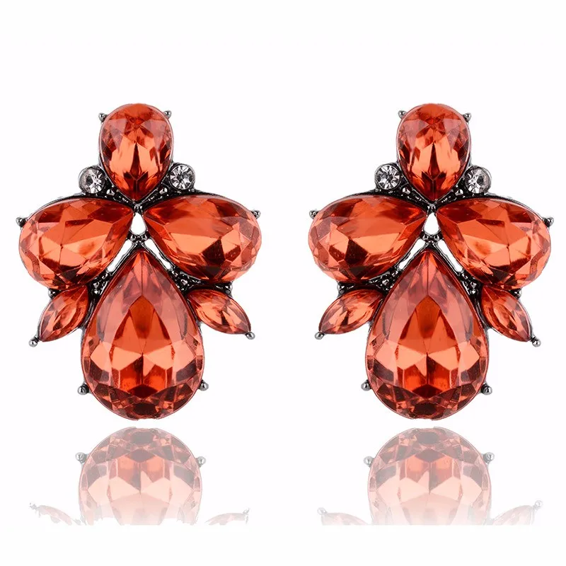 New Design 2017 Opal Stone Stud Earrings Elegant Crystal Fashion crystal Women Christmas Party For gift|earrings christmas|elegant crystalstone studs