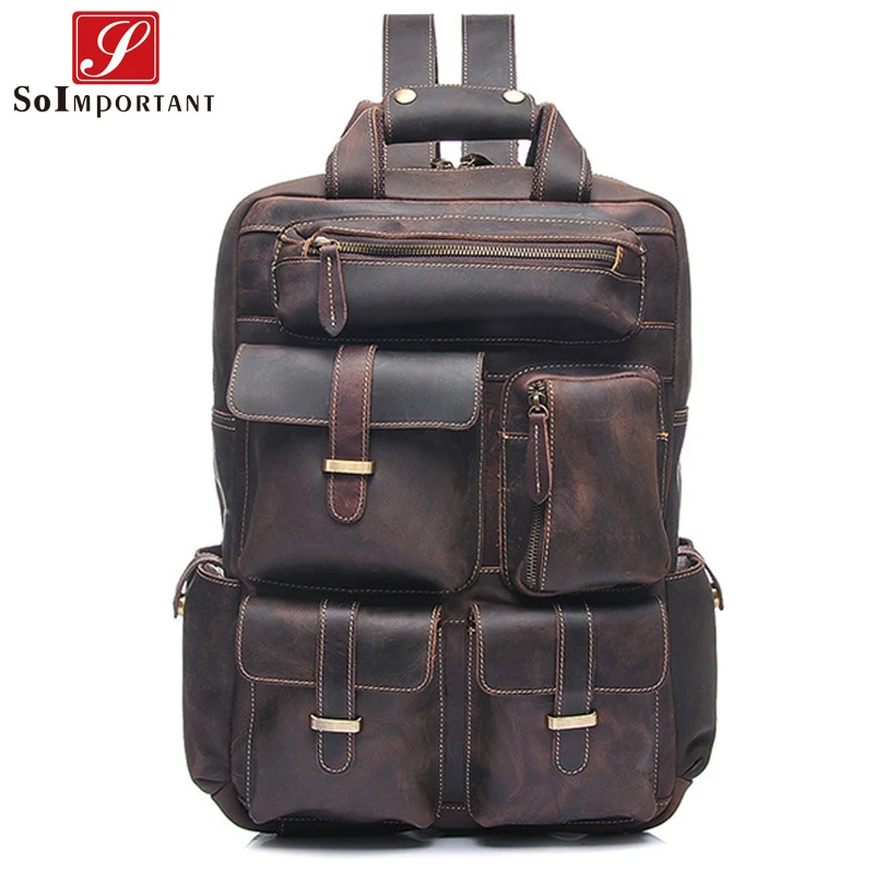 Винтажный рюкзак ручной работы из натуральной воловьей кожи мужские сумки