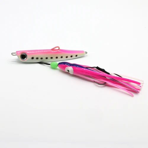 pink JonStar 80 г 100 г 120 г глубоководная металлическая медленный джиг головка с резиновыми юбками светящаяся соленая вода marlin inchiku - Цвет: pink