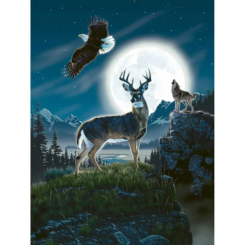 5d алмазная живопись олень Орел луна пейзаж икона полноразмерная Алмазная