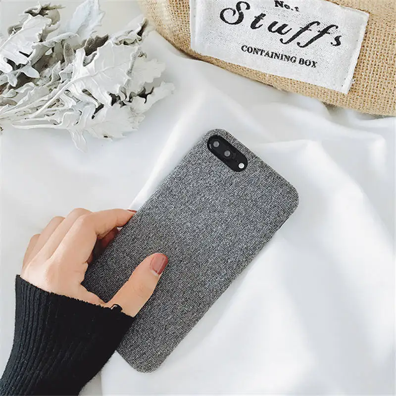 B Dark Gray QINUO тканевый зимний чехол для телефона для iphone 8 X XR XS MAX задняя крышка мягкий чехол s для iphone 6S 6 7 8 Plus милый корпус теплый чехол - Цвет: B Dark Gray
