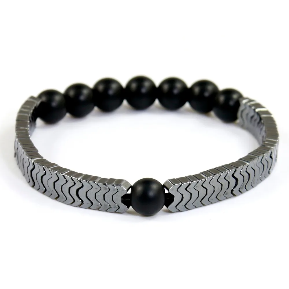 Новый ручной работы натуральный матовый оникс бусины камень браслет Мужчины