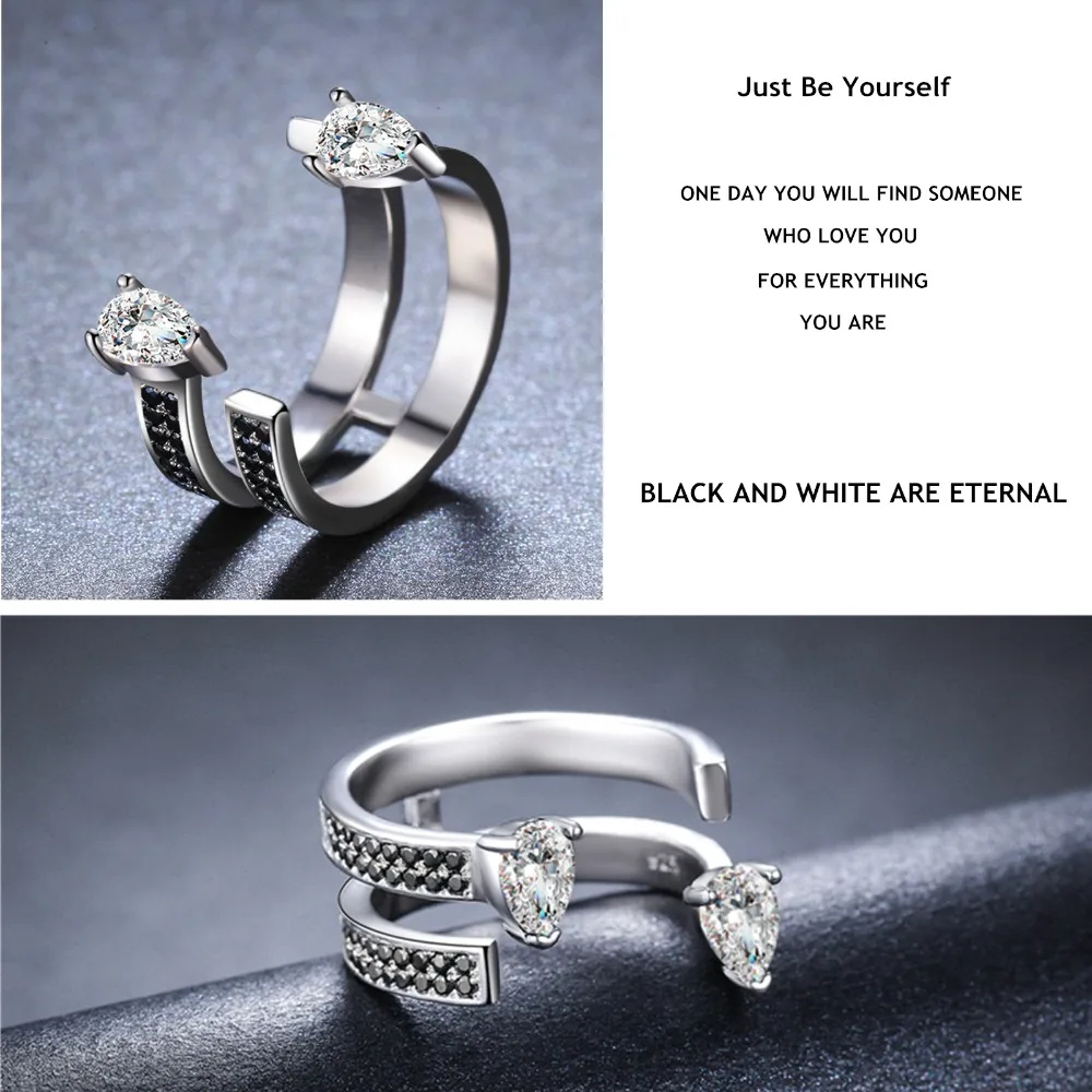 [BLACK AWN] Cute 925 Sterling Silver Jewelry Elegant Engagement Rings for Women Black Spinel Finger Ring G058 | Украшения и