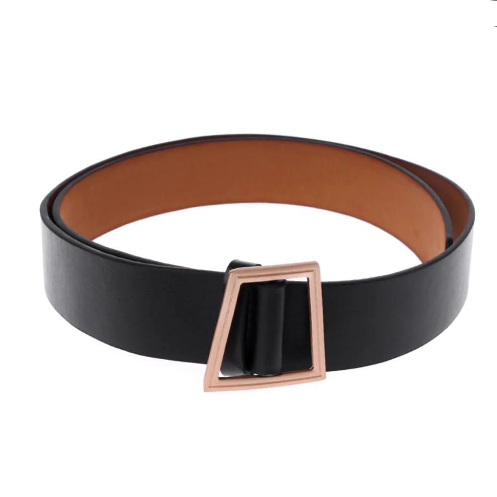 

2018 Female PU Leather Wide Belt Without Needle Unique Buckle Student Retro Belt