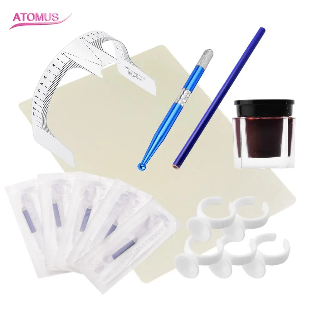 

ATOMUS Microblading Kit Professional Beauty Supplies Tebori Tattoo Ink Cup Microblade Pen Eyebrow Ruler Semi Permanente Makeup