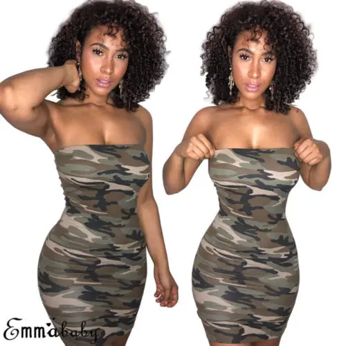 Women Sexy Bandeau Bodycon Evening Party Pencil Mini Dress | Женская одежда