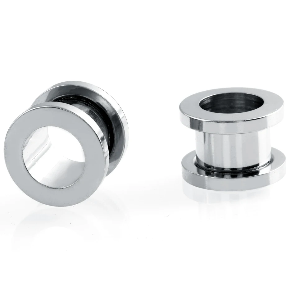 Style1 Silver 2 шт./лот, стальные беруши и тоннели для пирсинга, розовое золото, серьги с резьбой, расширитель, серьги, измерители, пирсинг, ювелирные изделия 2 мм-20 мм - Окраска металла: Style1 Silver