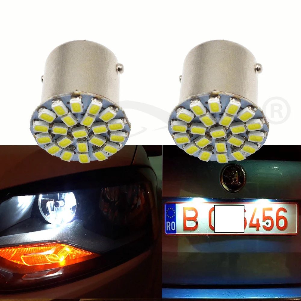 2шт 3014 22SMD BAY15D 1157 BA15S 1156 P21W белый светодиодный светильник поворота тормоза для автомобиля Передняя Парковка мобильный резервный клиновой фонарь задний фонарь