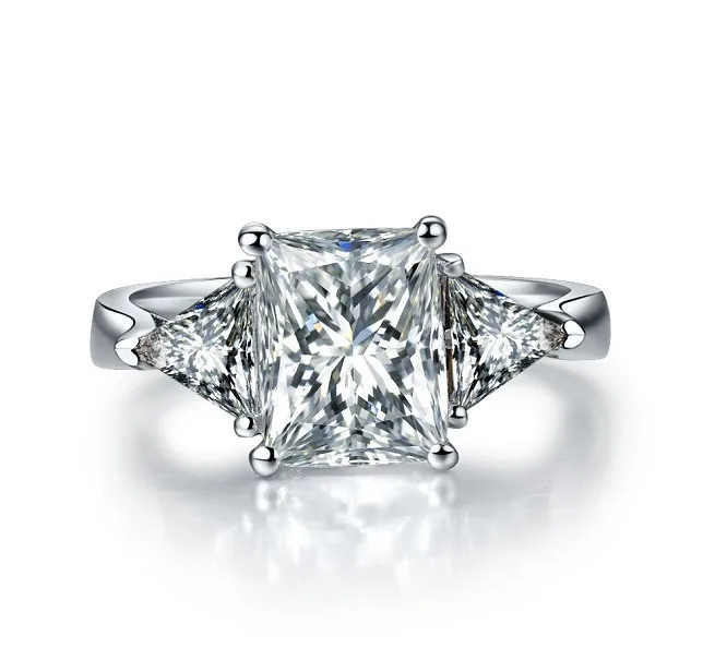 Кольцо из 18 каратного белого золота с тремя камнями 3 карата|ring designs diamond|ring in the