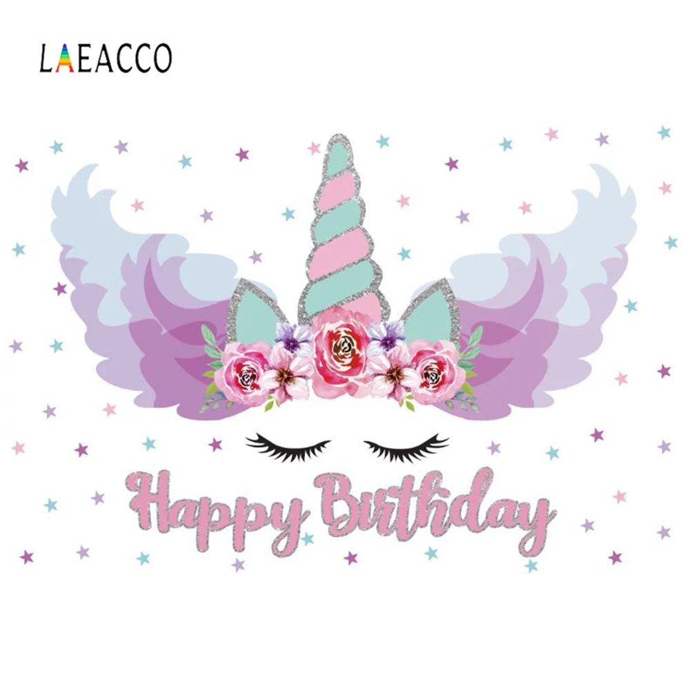 Единорог день рождения цветок акварель звезда ребенок портрет фото фон