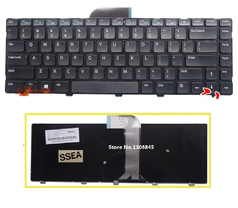 

SSEA New US Keyboard For Dell Inspiron 14 14R 5421 3421 3437 5437 Keyboard US