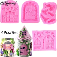 mujiang enchanted vintage fairy garden gnome home door snail silicone chocolate fondant molds craft polymer clay cake decorating