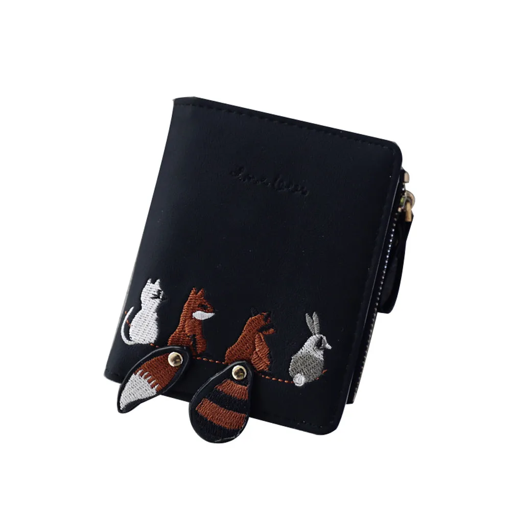 Fashion Women's Wallet Lovely Cartoon Animals Short Leather Female Small Coin Purse Hasp Zipper Kid Card Holder For Girls | Багаж и