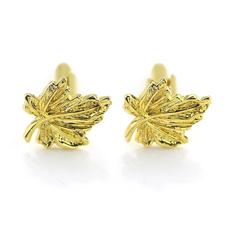 Оптовая продажа 20 шт./лот Золотая рубашка с Кленовым листом запонки высокое