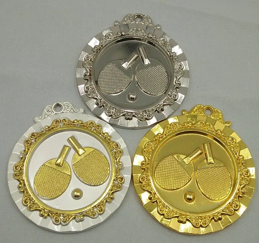 Медаль для настольного тенниса школьный спорт двойной цвет золотой металлик и