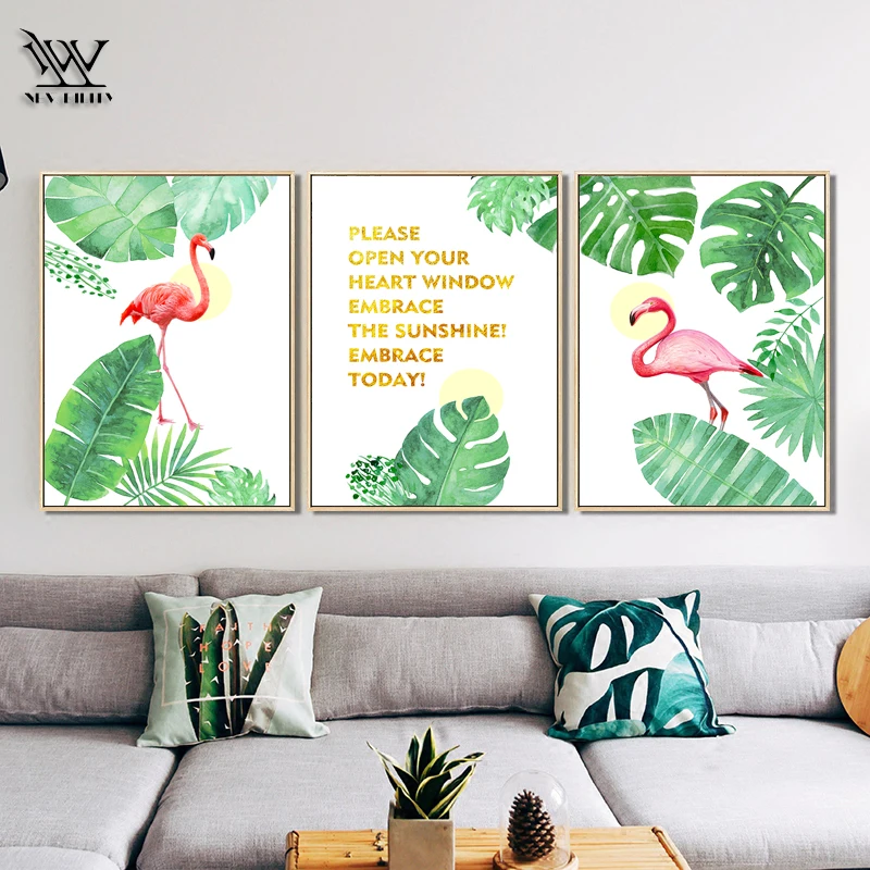 NEWBILITY скандинавский Фламинго холст живопись пейзаж Искусство современные
