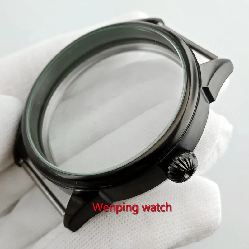 Корпус для часов 42 мм черный с покрытием из ПВХ подходит ETA 6497 6498 ST3600 ST3620 ручная