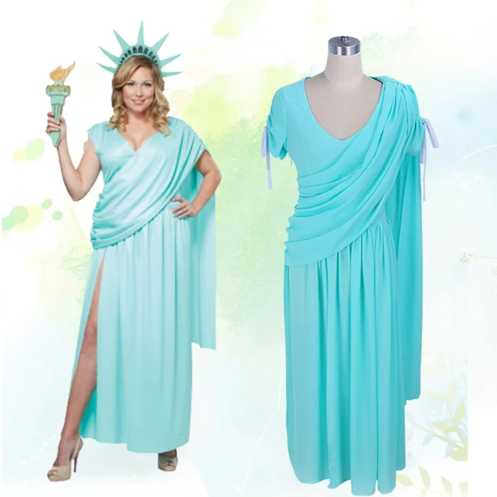 Большие размеры женское летнее платье статуя Богиня Свободы косплей костюм