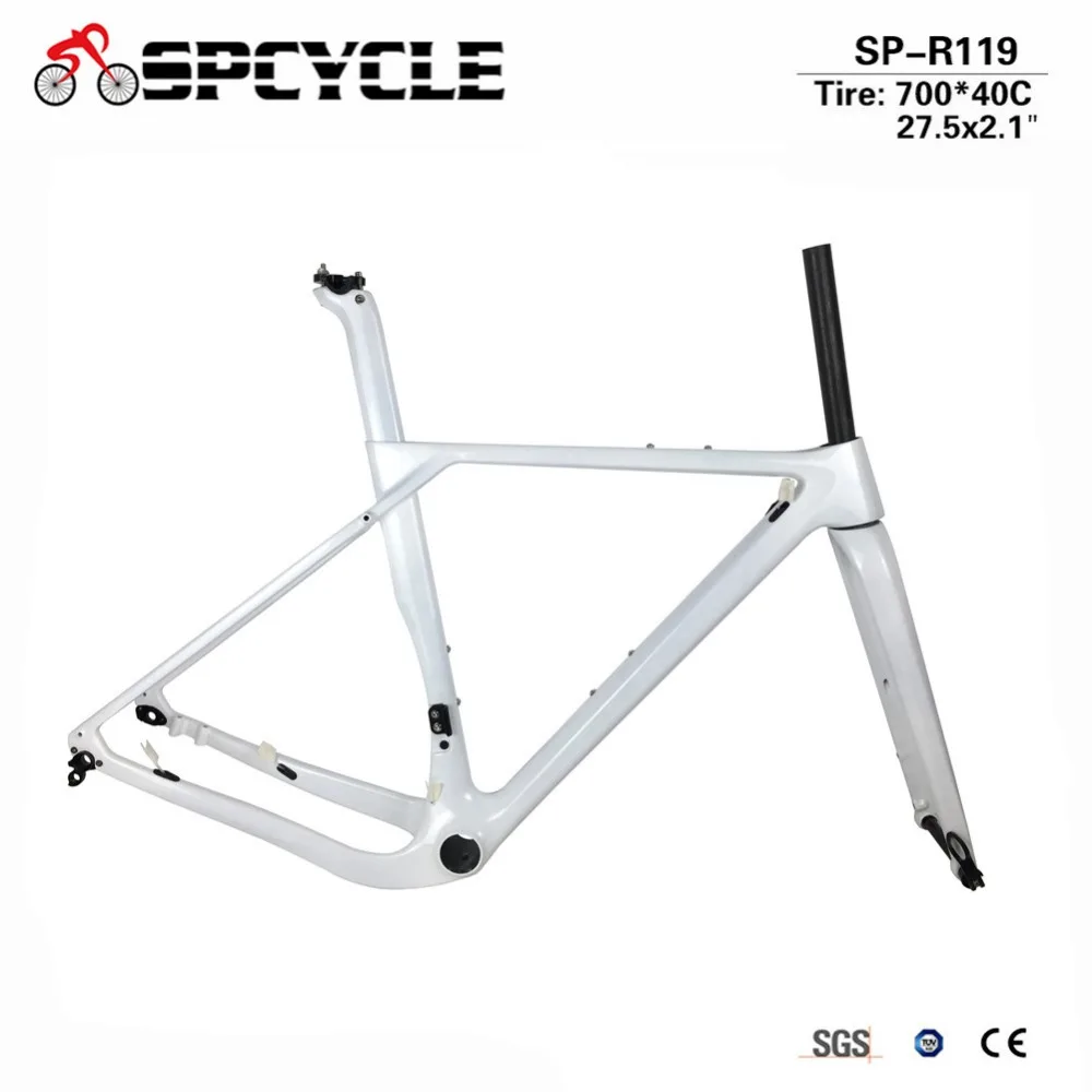 Spcycle 700* 40C аэро карбоновая гравия велосипедная рама дисковый тормоз Велокросс, дорога рамы для велосипеда передние 100*15 мм задние 142*12 мм через ось