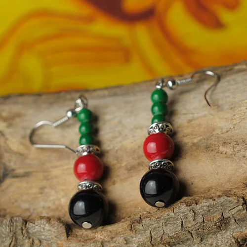 Серьги-подвески из тибетского серебра винтажные Винтажные серьги в виде