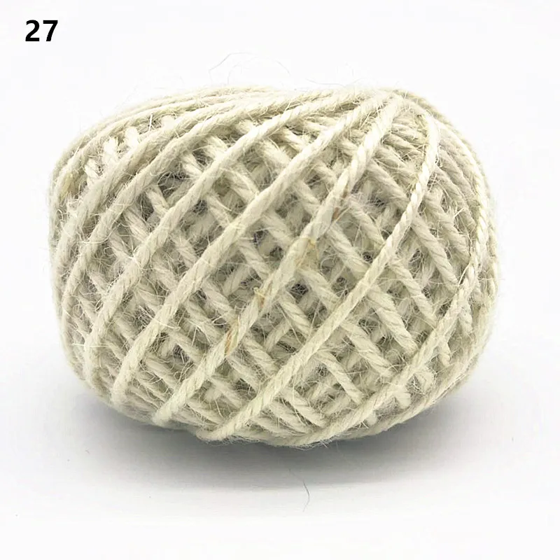 27 Creamy-white Пеньковая веревка 50 м диаметр 2 мм многоцветная пеньковая веревка DIY аксессуары для рук в стиле ретро цветная подарочная упаковочная веревка - Цвет: 27 Creamy-white