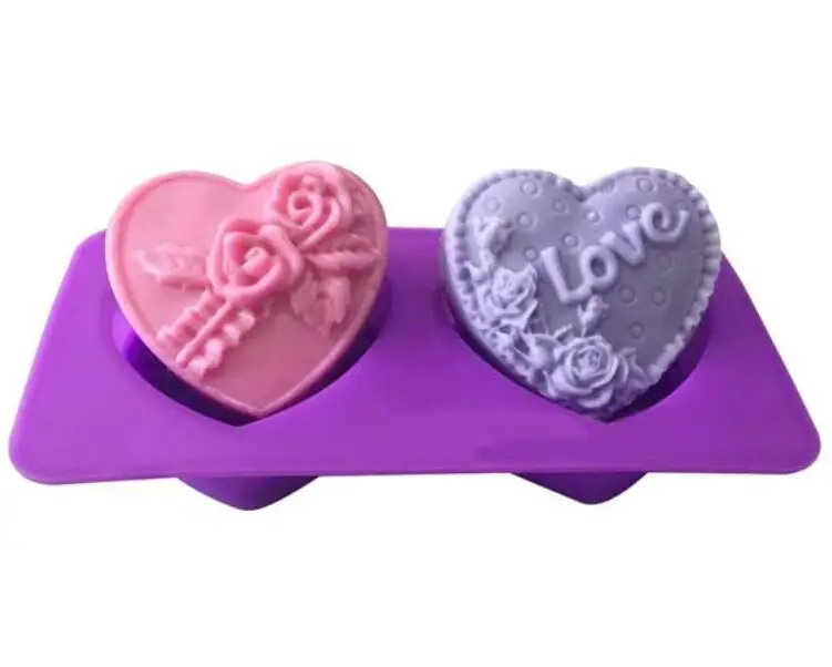 2 отверстия шт love натуральное мыло ручной работы силиконовая форма для торта