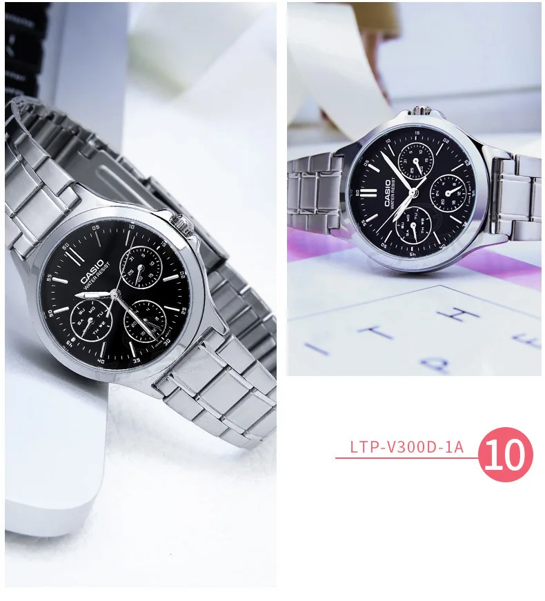 Casio бренд высокого качества кварцевые часы Нержавеющая сталь Наручные часы модные женские туфли часы женские наручные случайные часы LTP-V300L-4A