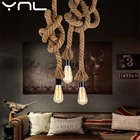 Винтажный подвесной светильник из пеньковой веревки E27 Base Loft творческая личность промышленный подвесной светильник для ресторана, кофейни