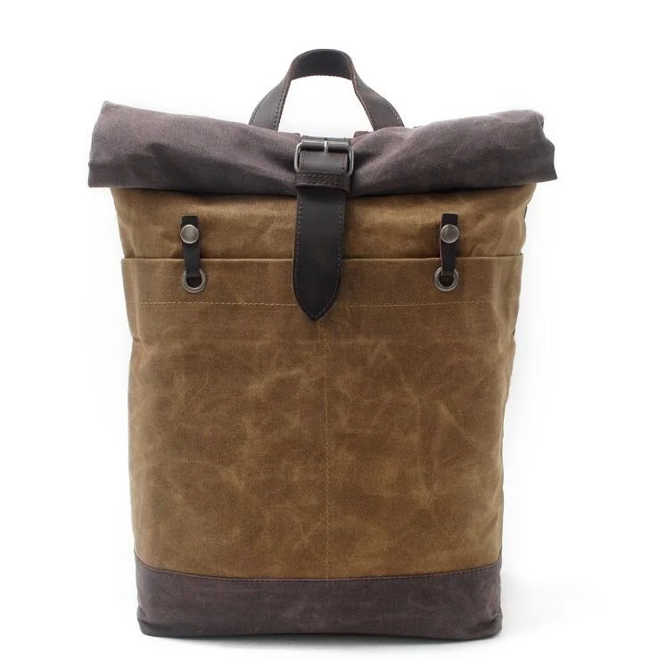 Водонепроницаемый холщовый мужской рюкзак сумка 15 дюймов ноутбук Mochila для мужчин водонепроницаемый рюкзак школьный LI-1883 - Цвет: khaki