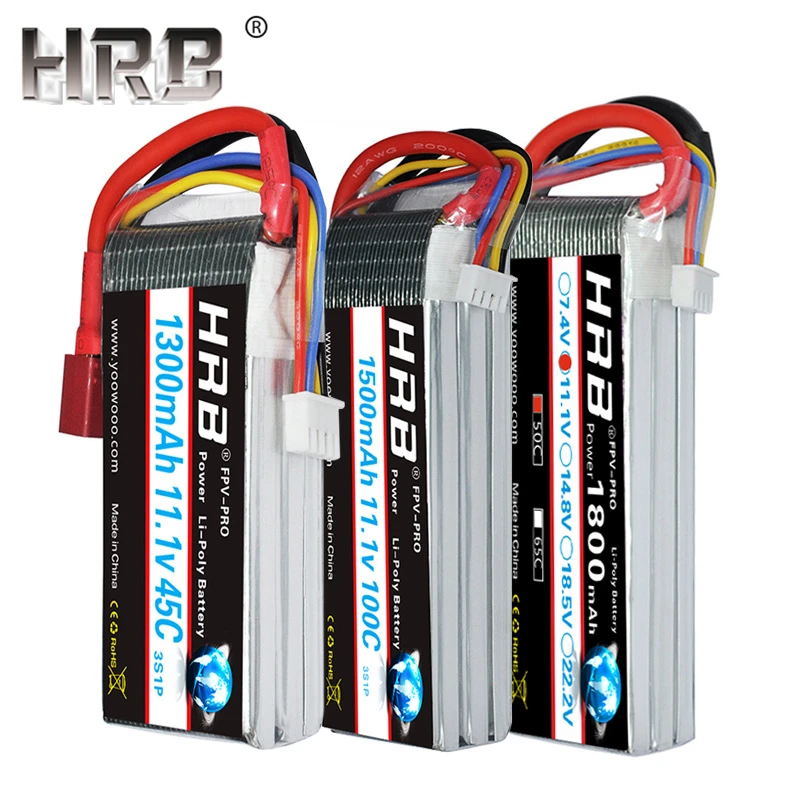 HRB 11 1 V Lipo Батарея 1300 мАч 1500 1800 3S 45C 65C 50C 90C XT60 T деканов женский Запчасти для