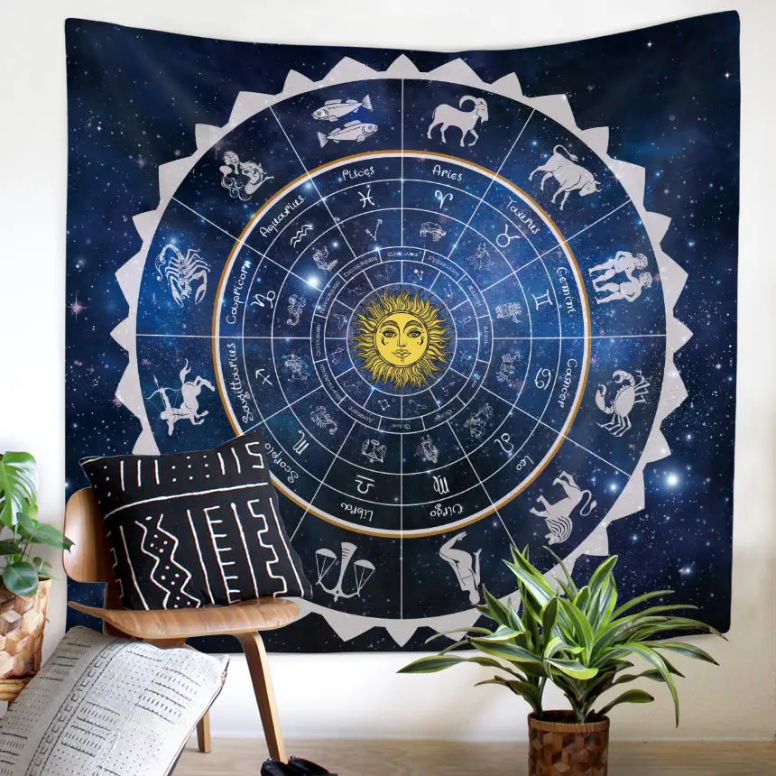 Гобелен с мандалой настенный солнце Бог луна стильный пляжный коврик