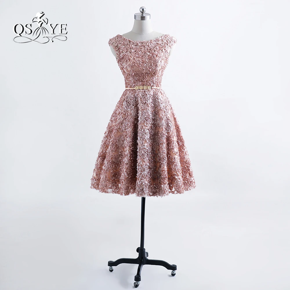 2017 новые модные короткие выпускные платья Robe de Soiree 3D цветочное кружевное Золотое
