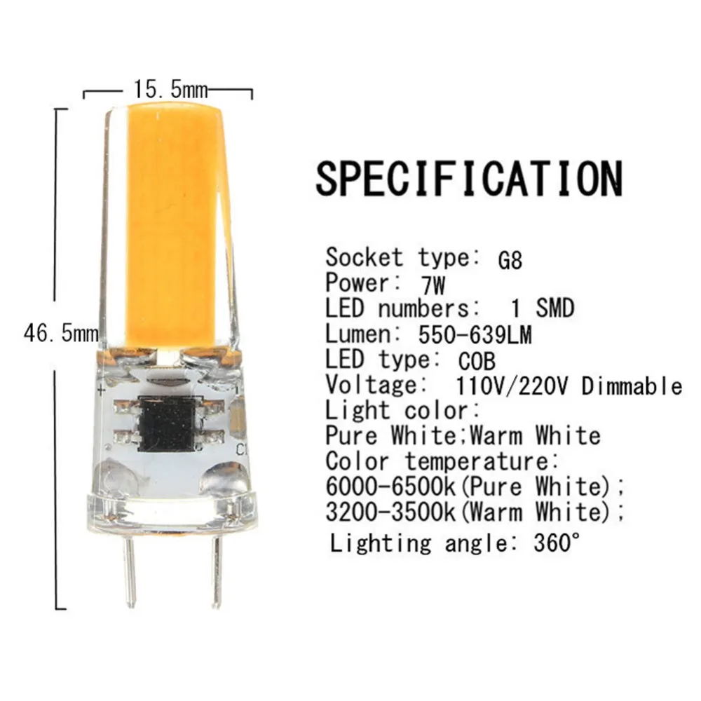 G8 110V 220V 5W LED кукурузная лампа силиконовая кристальная COB накаливания | Лампы и