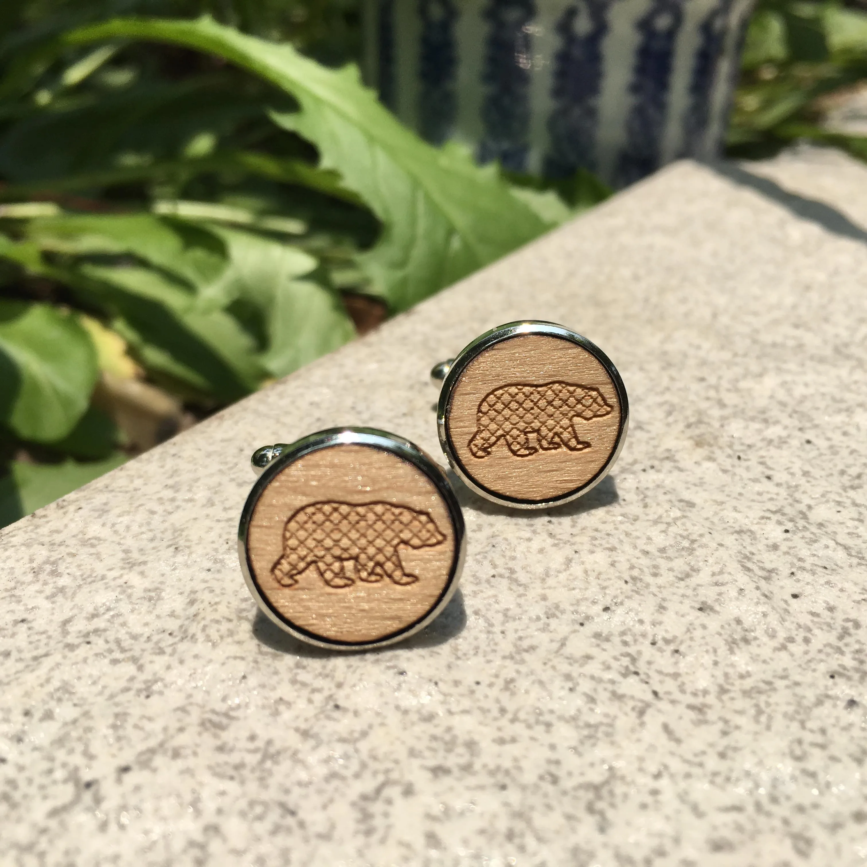 Полярные медведи лазерная резка деревянные Запонки Свадебные ледяные мишки